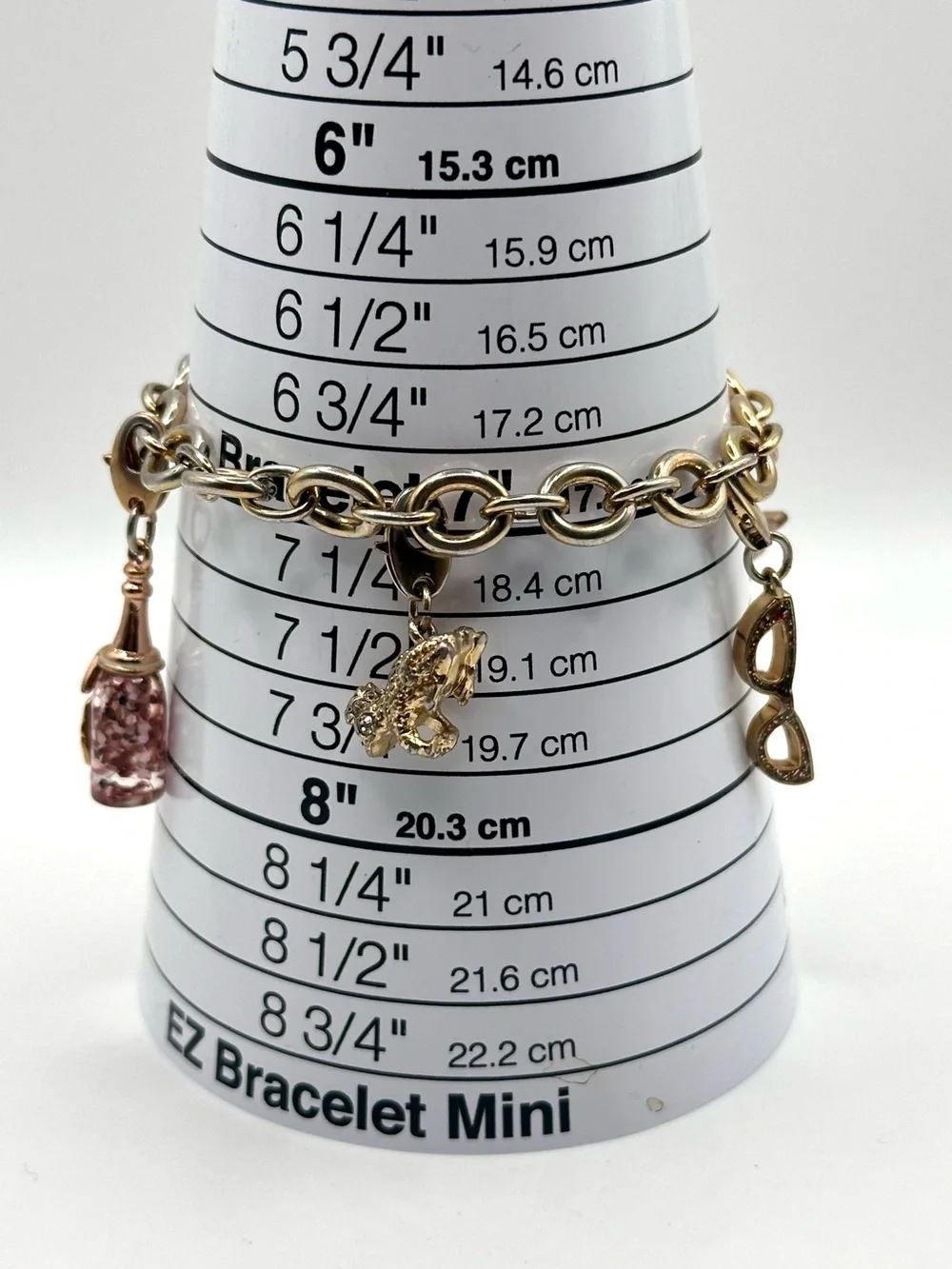 Kate Spade Charm Bracelet - Gold Tone XO Confetti Glasses Price Frog Champagne - Picture 8 of 11